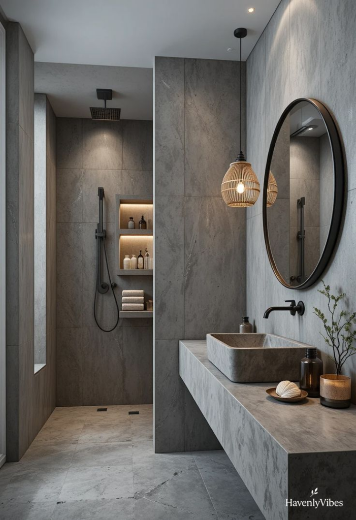 Grey and Black Bathroom